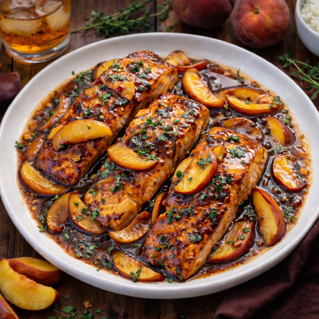 Bourbon Peach Roasted Salmon