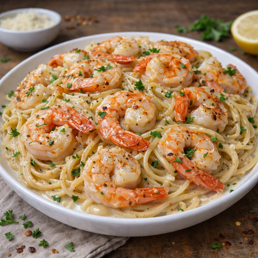 Creamy Shrimp Scampi Linguine